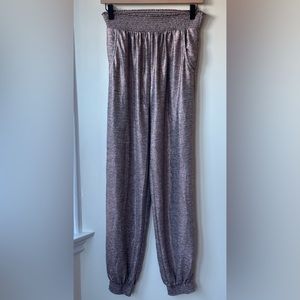 Anthropologie Rose Pink Metallic Jogger Harem Party Pants size S